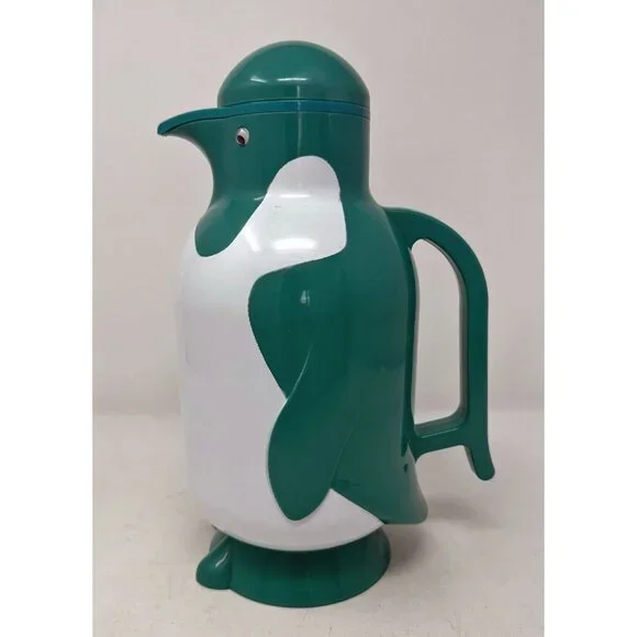 1980s/1990s METROKANE THE PENGUIN THERMAL CARAFE Hot Cold Thermos 1 Quart GREEN - Picture 2 of 12